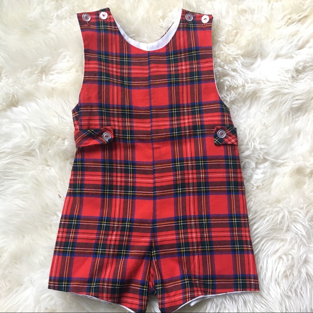 Red plaid Jon Jon size 3 4 boys Christmas